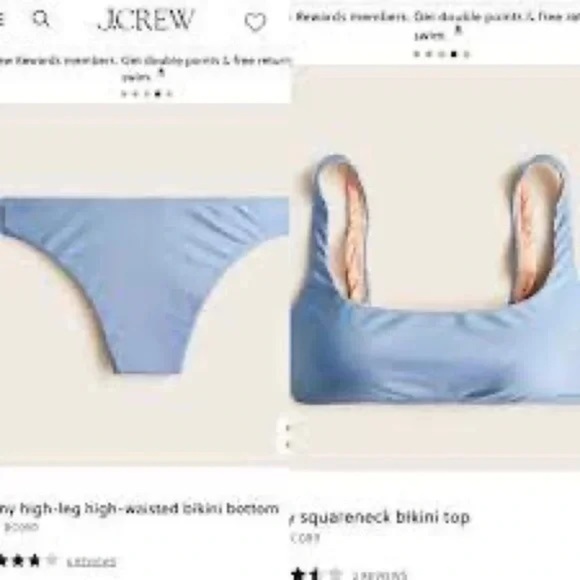 J. Crew | Plus Size Shiny Squareneck Bikini Top + Bikini Bottom Liquid Riva - Picture 6 of 6